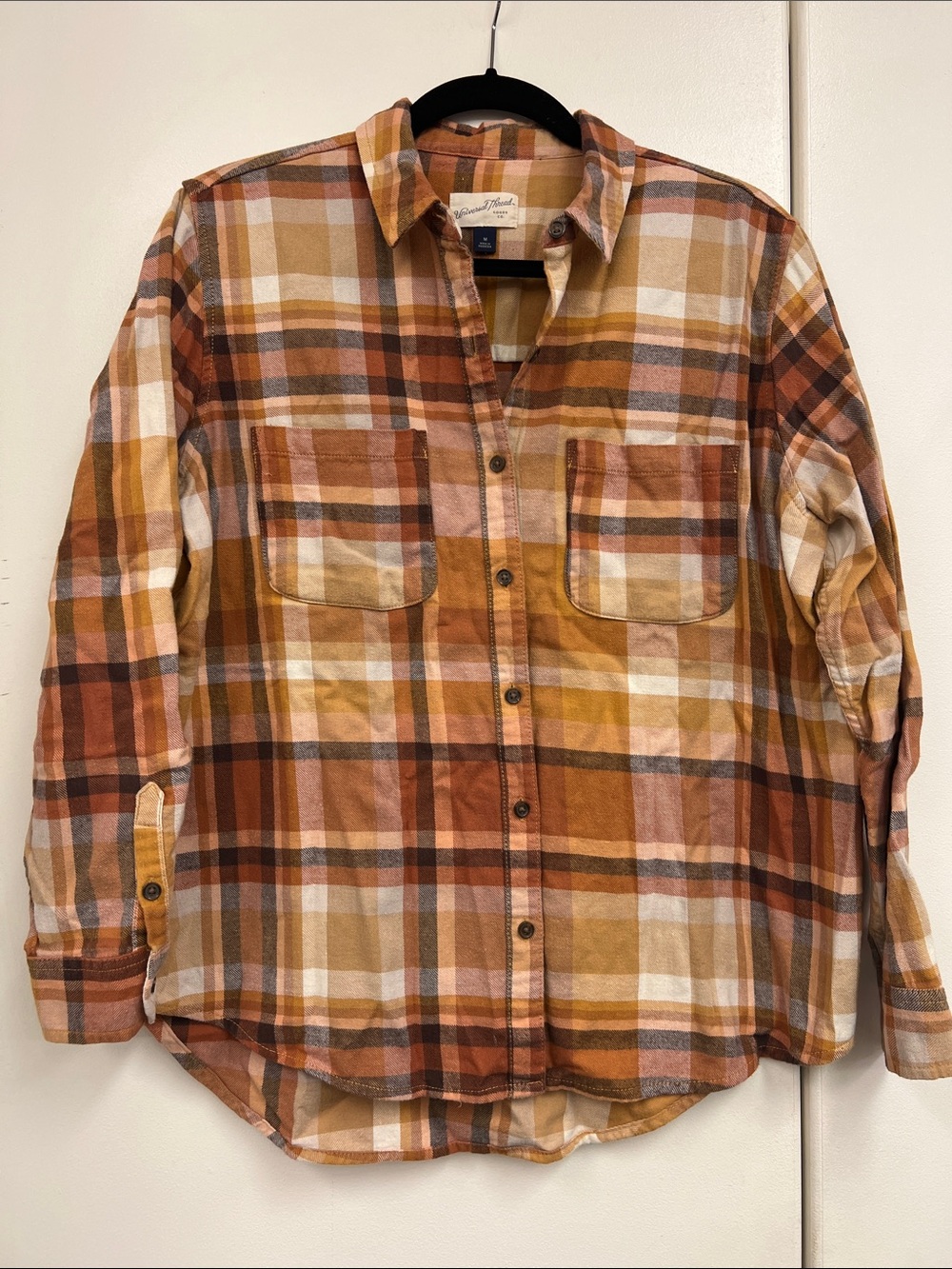 Universal Thread Fall Autumn Plaid Button-Down Shirt Flannel Medium